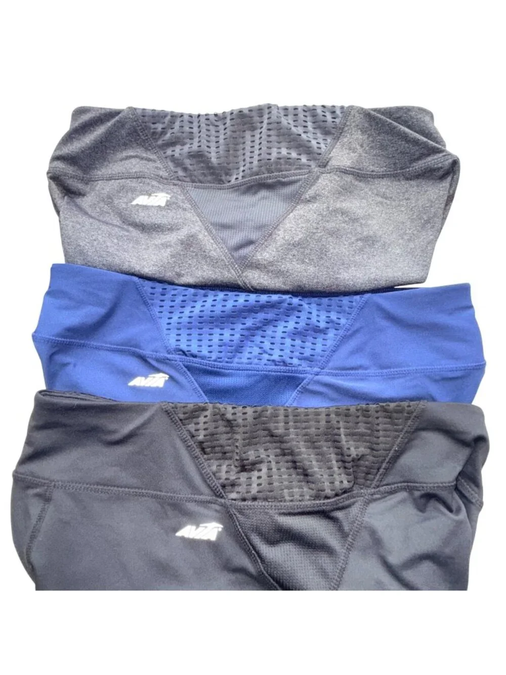Avia Athletic Shorts Womens L Stretch Activewear Black Blue & Gray 3-Pack